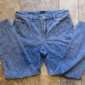 Talbots Blue Floral Slim Ankle Jeans. Size 10
